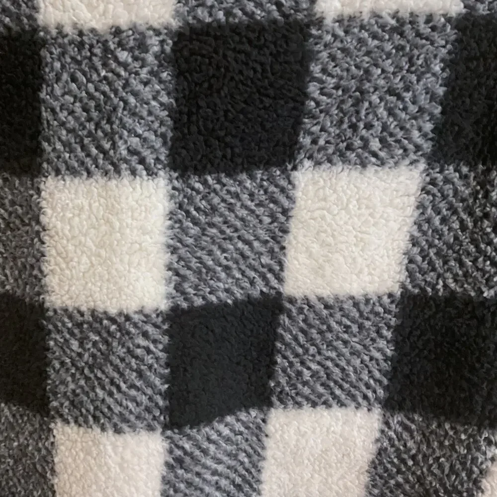 Victory Outfitters 1/4 Zip Black White Buffalo Plaid Fleece Pullover Top Size‎ M